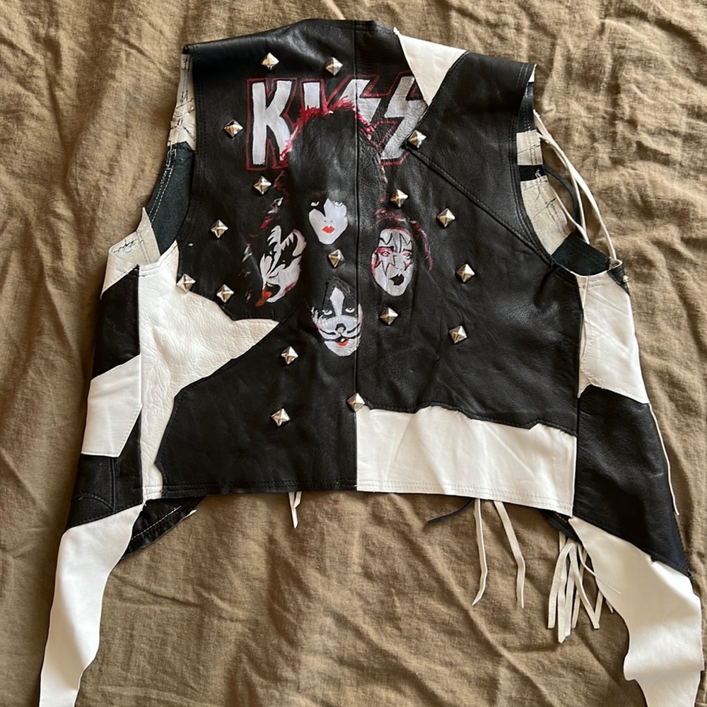 KISS Cropped Patchwork Painted Vest